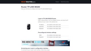 How to Configure and Reset TP-LINK M5250 Router