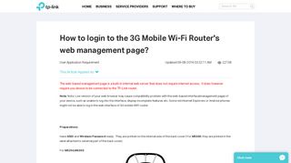 How to login to the 3G Mobile Wi-Fi Router's web ... - TP-Link