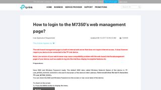 How to login to the M7350's web management page? | TP-Link United ...