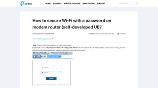 How to secure Wi-Fi with a password on modem router (self ... - TP-Link