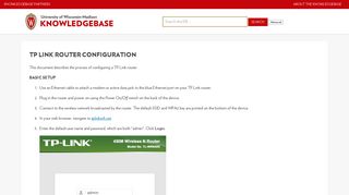 TP Link Router Configuration - Kb.wisc.edu…