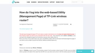 How do I log into the web-based Utility (Management Page ... - TP-Link