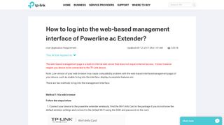 How to log into the web-based management interface of ... - TP-Link