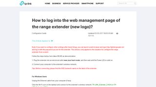 How to log into the web management page of the range ... - TP-Link