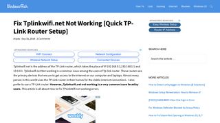 Fix Tplinkwifi.net Not Working [Quick TP-Link Router Setup ...