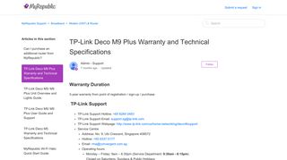 TP-Link Deco M9 Plus Warranty and Technical Specifications ...