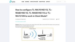 How to configure TL-WA701ND V2, TL-WA801ND V2, TL ... - TP-Link