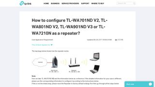 How to configure TL-WA701ND V2, TL-WA801ND V2, TL ... - TP-Link