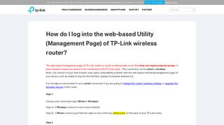 How do I log into the web-based Utility (Management Page) of TP-Link ...