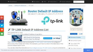 TP-LINK Default IP Address List (Updated January 2019) | RouterReset