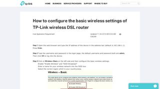 How to configure the basic wireless settings of TP-Link wireless DSL ...