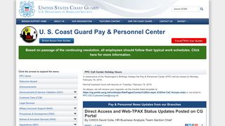 Direct Access and Web-TPAX Status Updates Posted on CG Portal ...