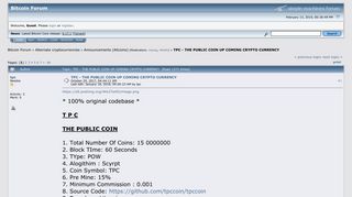 TPC - THE PUBLIC COIN UP COMING CRYPTO CURRENCY - Bitcointalk