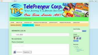 Telepreneur Corporation: MEMBERS LOG IN