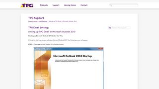 Support – Setting Up Your TPG Email with Microsoft Outlook 2010