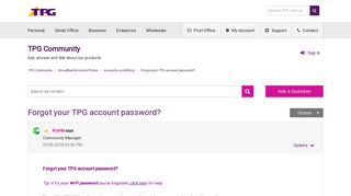 Forgot your TPG account password? - TPG Community