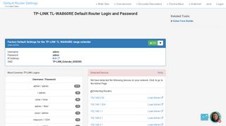 TP-LINK TL-WA860RE Default Router Login and Password - Clean CSS