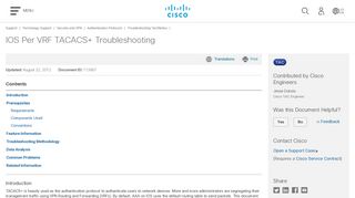 IOS Per VRF TACACS+ Troubleshooting - Cisco