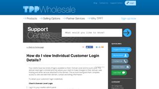 TPP Wholesale: How do I view Individual Customer Login Details?