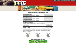 Sign Up For The TPPC Online RPG - TPPC Online RPG v8.0