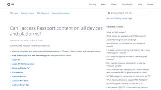 Can I access Passport content on all devices and platforms? : PBS Help