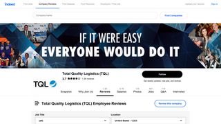 Working at Total Quality Logistics (TQL): 1,306 Reviews | Indeed.com