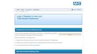 Login - Total Rewards Statement - NHS Total Reward Statements