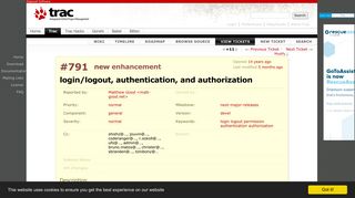 #791 (login/logout, authentication, and authorization) – The Trac Project