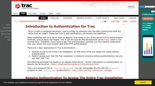 TracAuthenticationIntroduction – The Trac Project