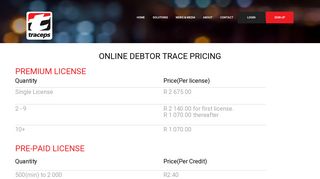 Pricing Overview for Traceps Solutions