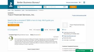 Tracir Financial Services, Inc. | Complaints | Better Business Bureau ...