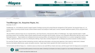 TractManager, Inc. Acquires Hayes, Inc. : Hayes, Inc.