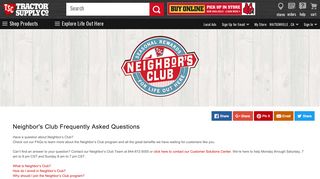 Neighbors Club - Frequently Asked Questions | Tractor Supply Co.