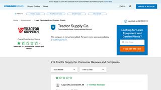 Top 218 Reviews and Complaints about Tractor Supply Co.