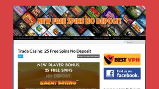 Trada Casino - New Free Spins No Deposit