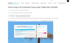 How to log in to Customer Focus (was Trade Only VISION)
