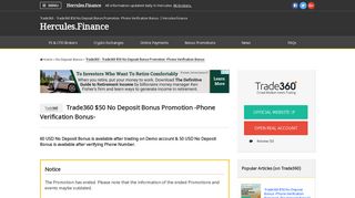 Trade360 – Trade360 $50 No Deposit Bonus Promotion -Phone ...