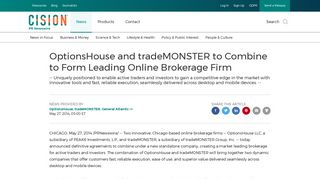 OptionsHouse and tradeMONSTER to Combine to Form Leading ...