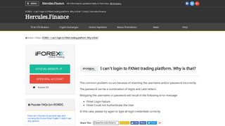iFOREX – I can't login to FXNet trading platform. Why is that? | FAQ ...