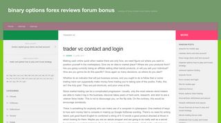 trader vc contact and login - binary options forex reviews forum bonus