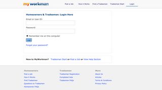 MyWorkman Login - Login for Homeowners and Tradesmen