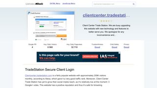 Clientcenter.tradestation.com website. TradeStation Secure Client Login.