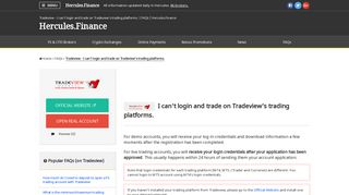 Tradeview – I can't login and trade on Tradeview's trading platforms ...