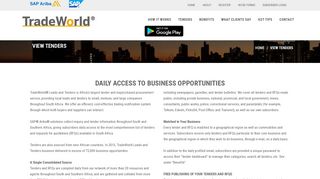 Tradeworld | View Tenders - Tenders from over 700 sites, 200 ... - SAP