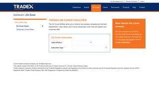 Tradex Broker Portal - On Cover