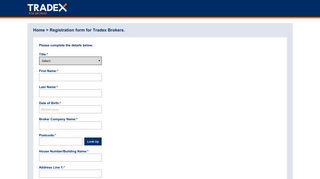 Tradex Broker Portal - Register