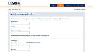 Tradex Customer Portal - Register