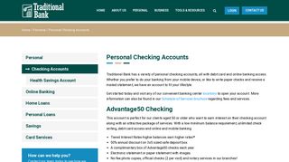 Personal Checking Accounts | Traditional Bank