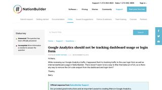 Google Analytics should not be tracking dashboard usage or login form