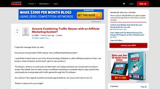 Anyone Combining Traffic Geyser with an Affiliate Marketing System ...